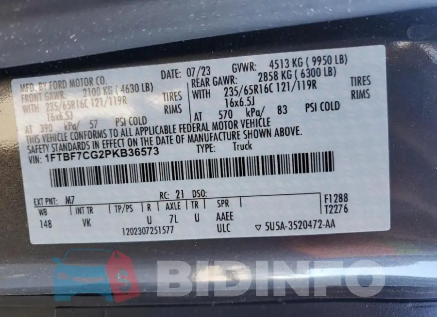 1FTBF7CG2PKB36573 Photo# 13