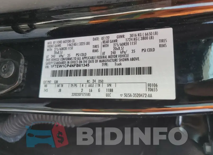 1FTEW1CP4NFB61345 Photo# 12