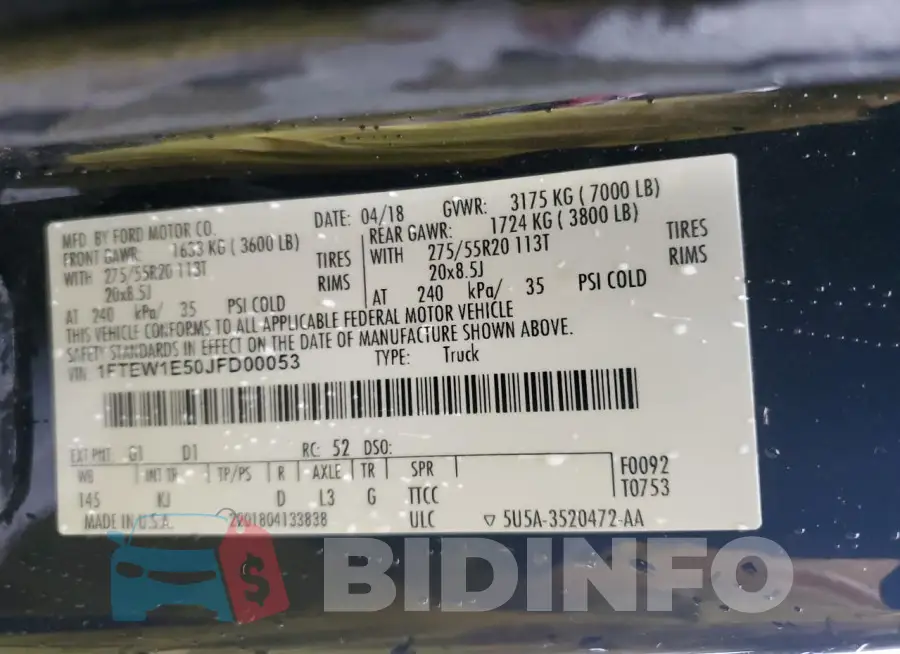 1FTEW1E50JFD00053 Photo# 12