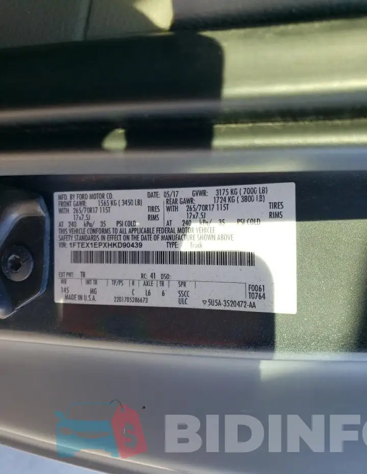 1FTEX1EPXHKD90439 Photo# 12