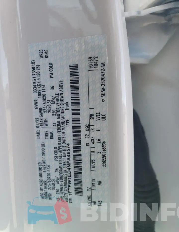 1FTFW1ED4NFA46574 Photo# 12
