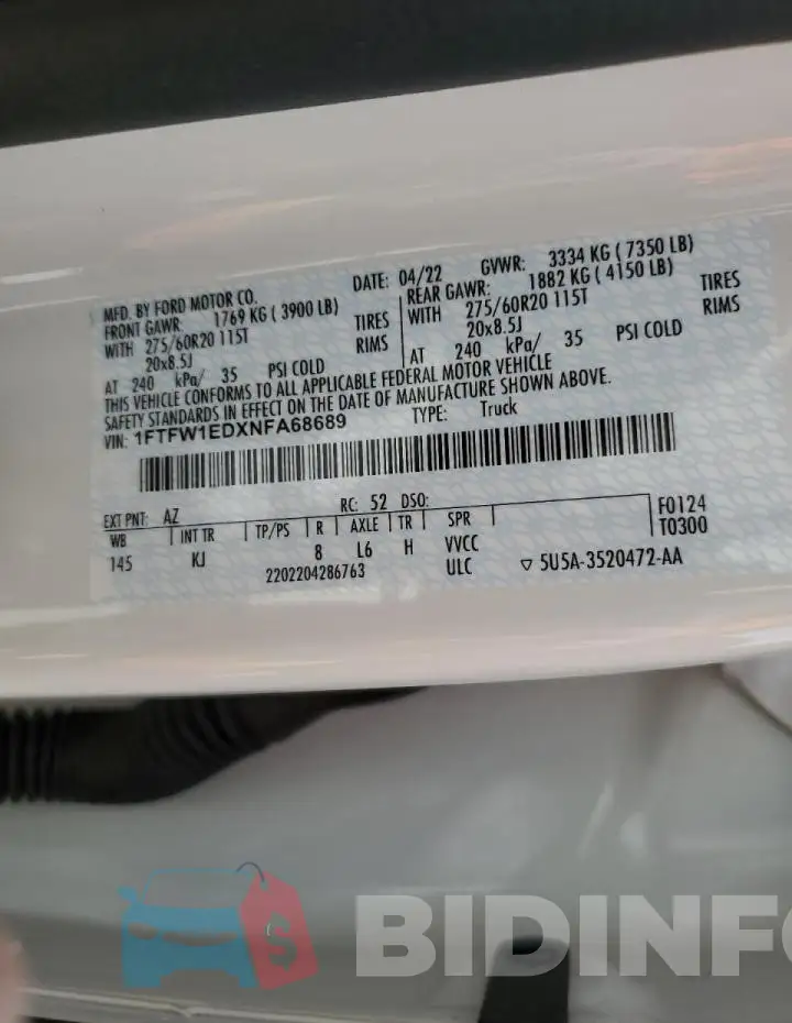 1FTFW1EDXNFA68689 Photo# 13