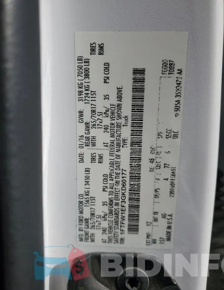 1FTFW1EF3GKD60177 Photo# 12