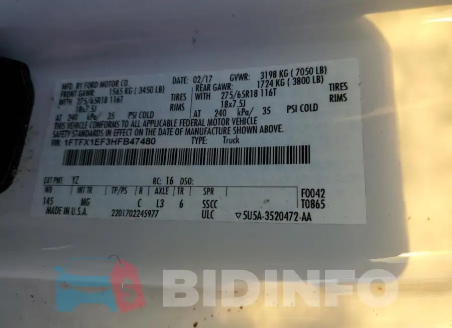 1FTFX1EF3HFB47480 Photo# 12
