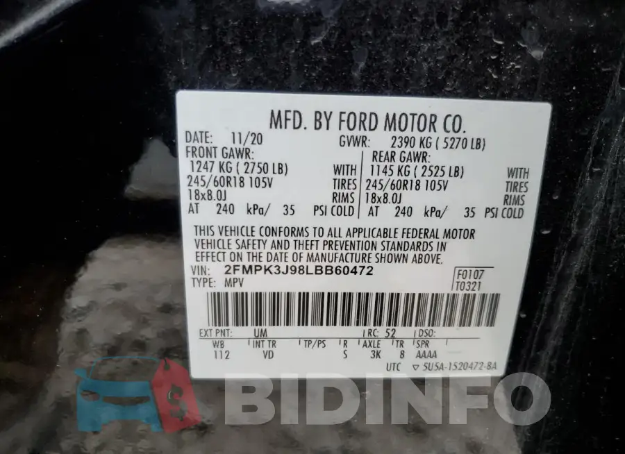 2FMPK3J98LBB60472 Photo# 12