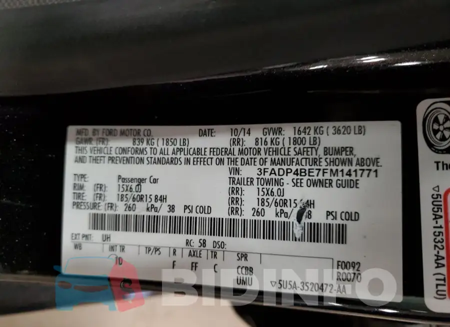 3FADP4BE7FM141771 Photo# 12