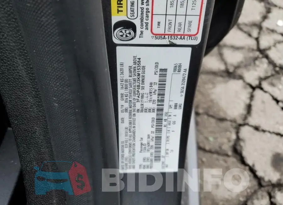 3FADP4BJ3KM153584 Photo# 12