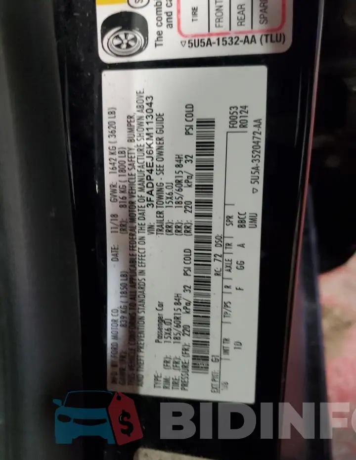 3FADP4EJ6KM113043 Photo# 12