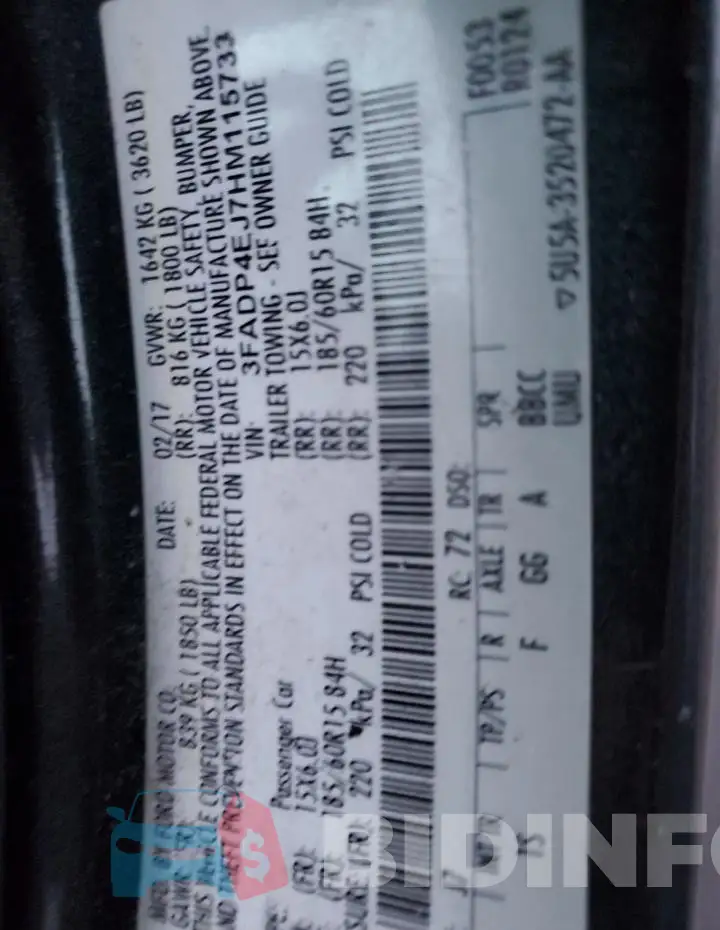 3FADP4EJ7HM115733 Photo# 13