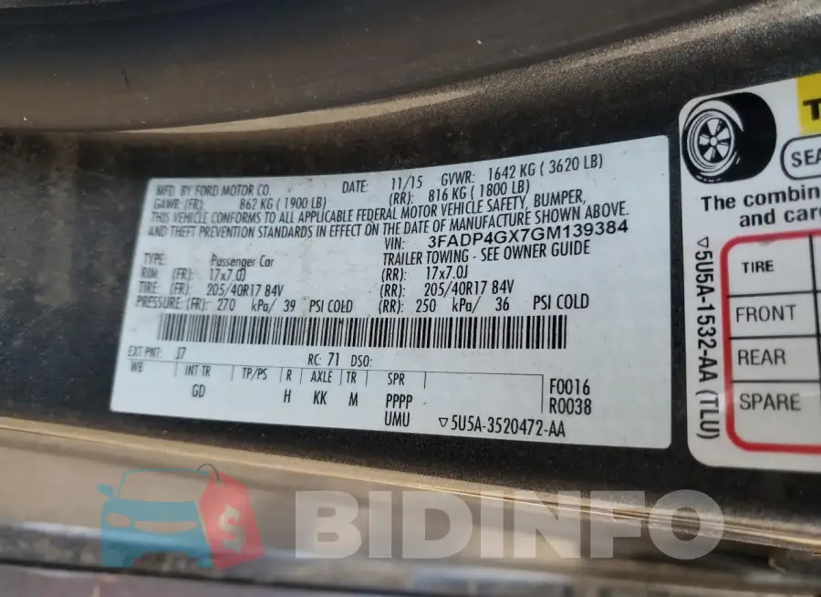 3FADP4GX7GM139384 Photo# 12