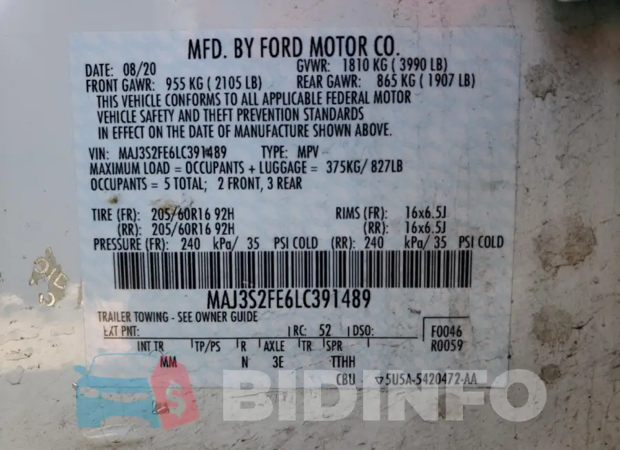 MAJ3S2FE6LC391489 Photo# 12