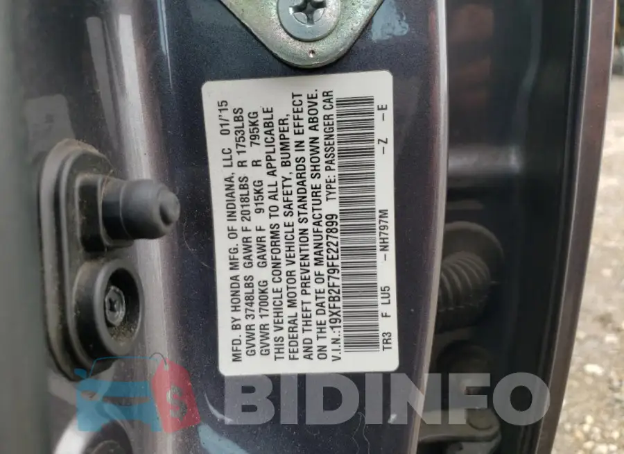 19XFB2F79FE227899 Photo# 12