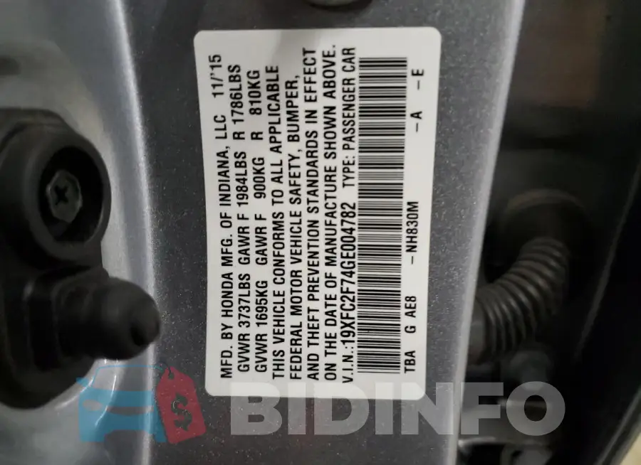 19XFC2F74GE004782 Photo# 12