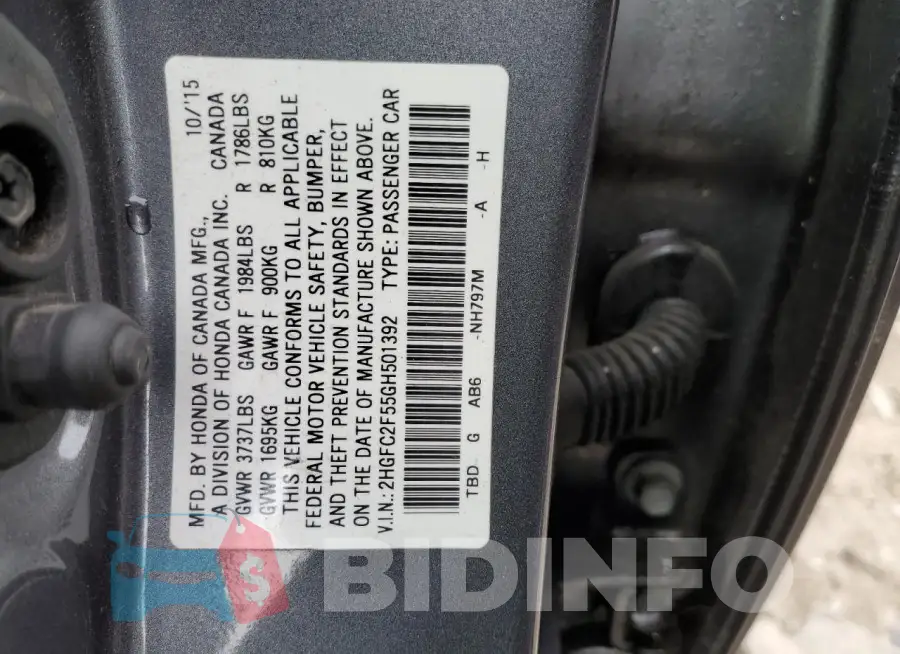 2HGFC2F55GH501392 Photo# 12