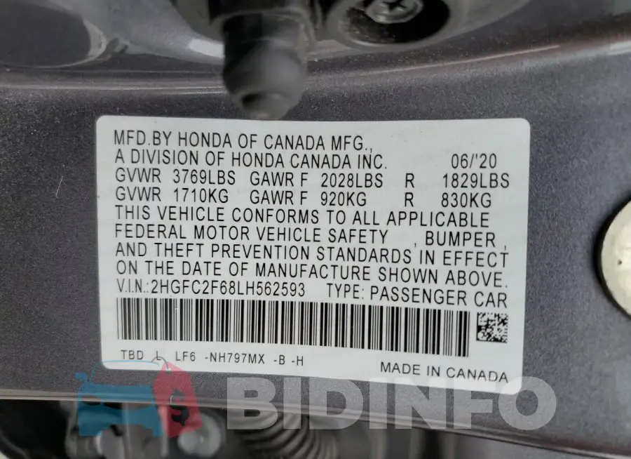 2HGFC2F68LH562593 Photo# 12