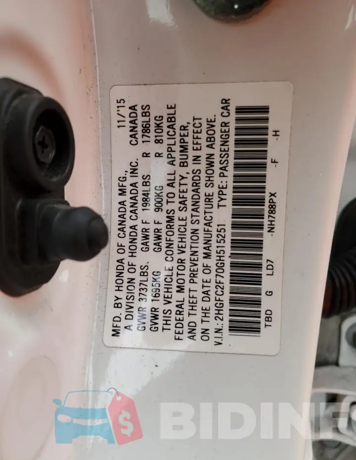 2HGFC2F70GH515251 Photo# 12
