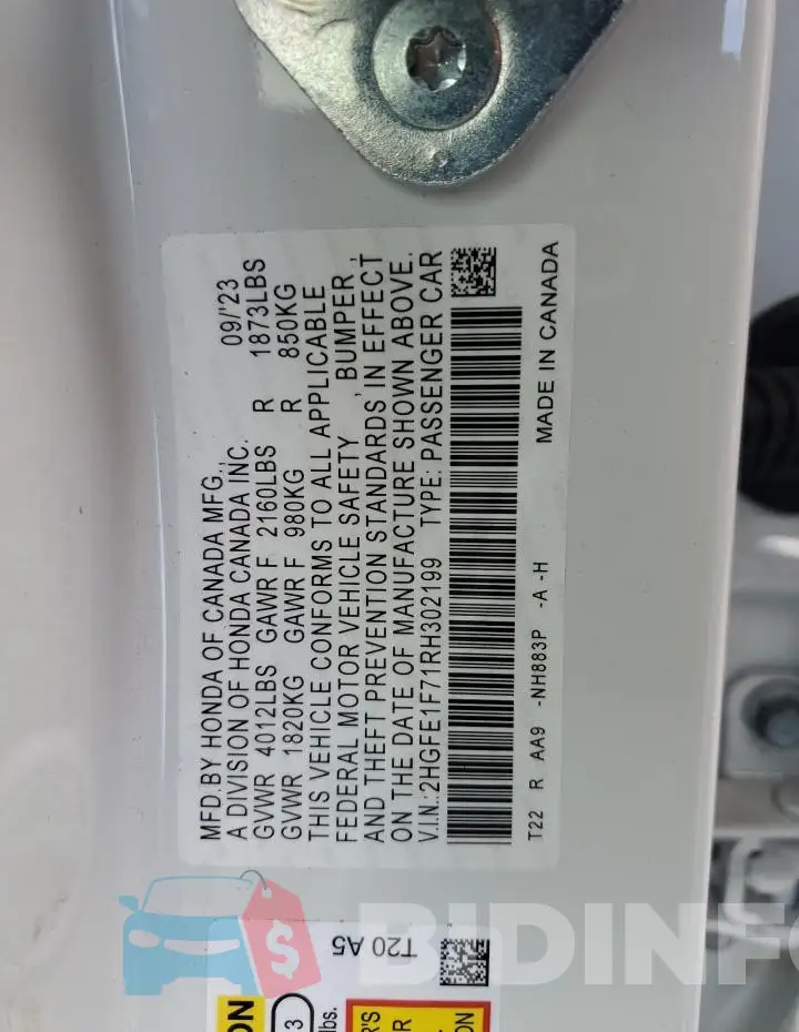 2HGFE1F71RH302199 Photo# 12
