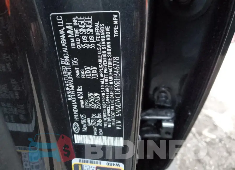 5NMJACDE9RH346778 Photo# 12