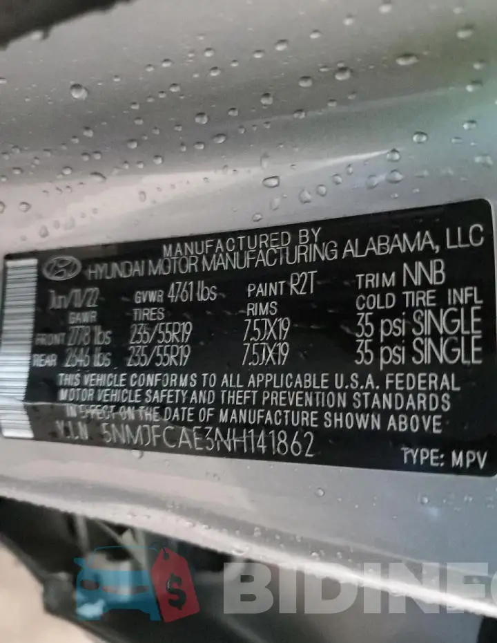 5NMJFCAE3NH141862 Photo# 13
