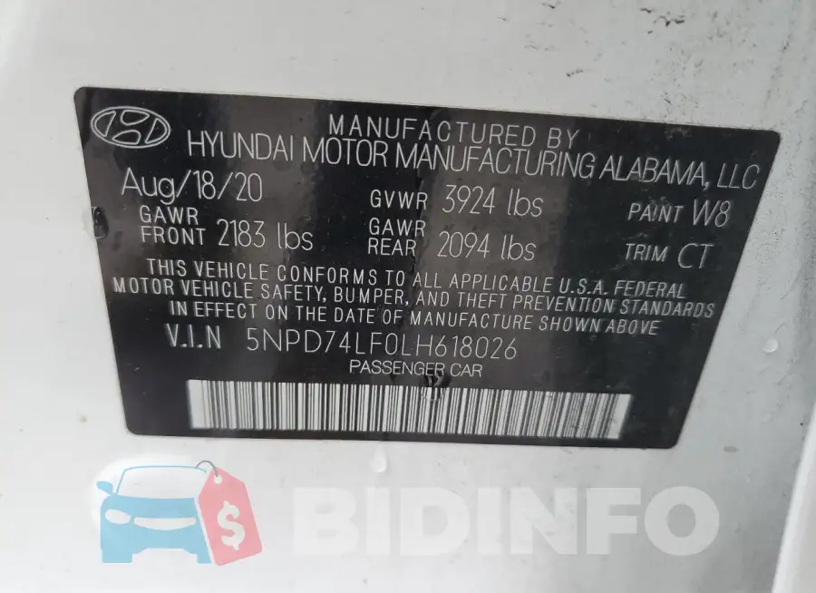 5NPD74LF0LH618026 Photo# 13