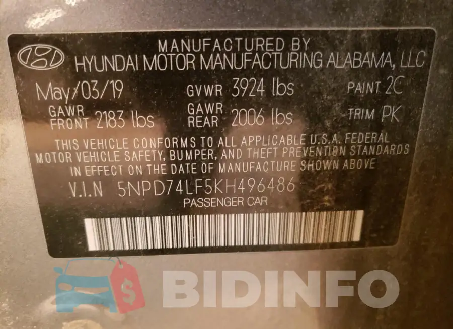 5NPD74LF5KH496486 Photo# 13