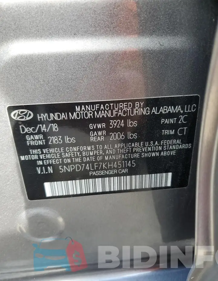 5NPD74LF7KH451145 Photo# 13