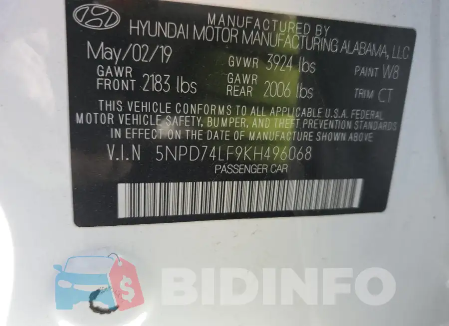 5NPD74LF9KH496068 Photo# 12