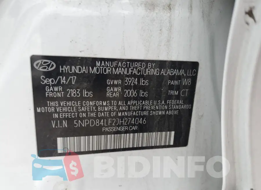 5NPD84LF2JH274046 Photo# 12
