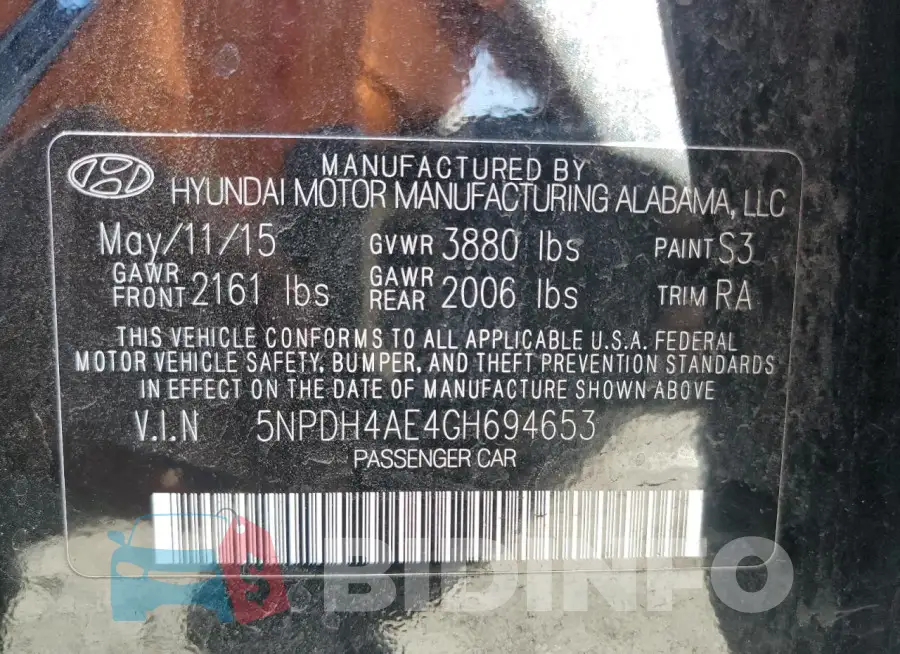 5NPDH4AE4GH694653 Photo# 12