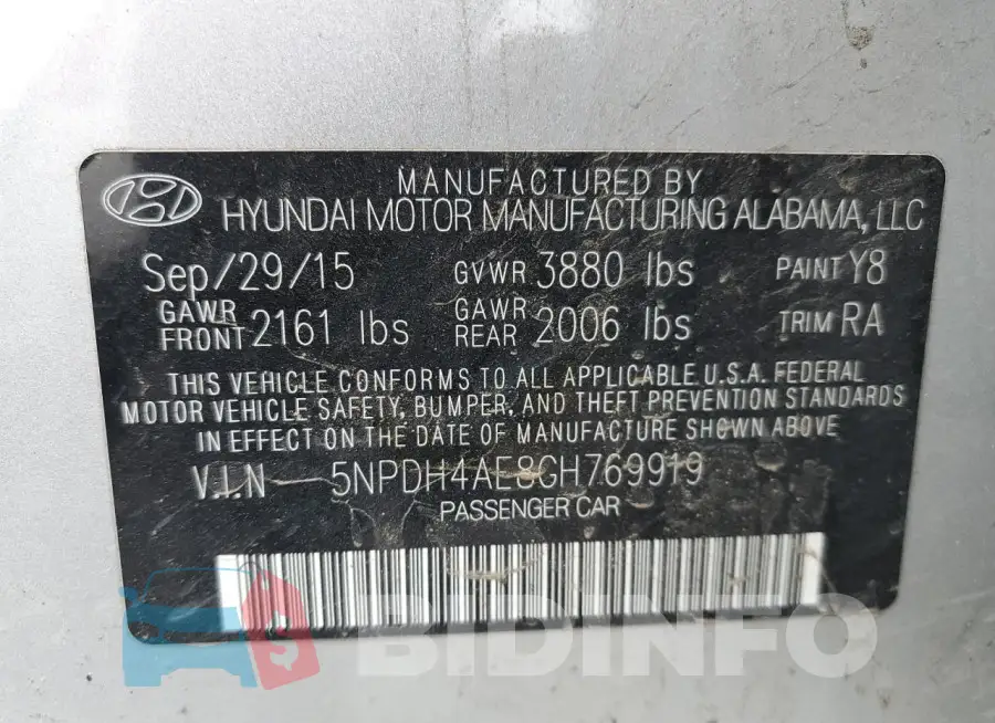 5NPDH4AE8GH769919 Photo# 12