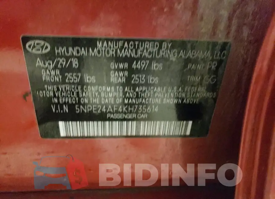 5NPE24AF4KH735614 Photo# 12