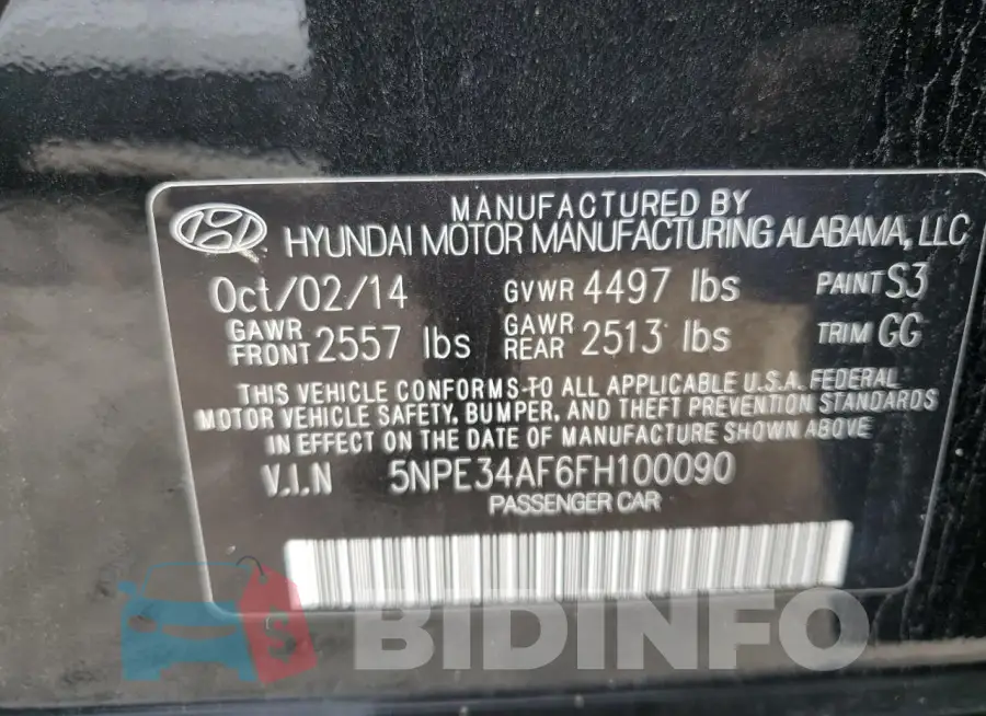 5NPE34AF6FH100090 Photo# 12