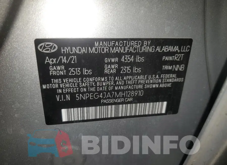 5NPEG4JA7MH128910 Photo# 12