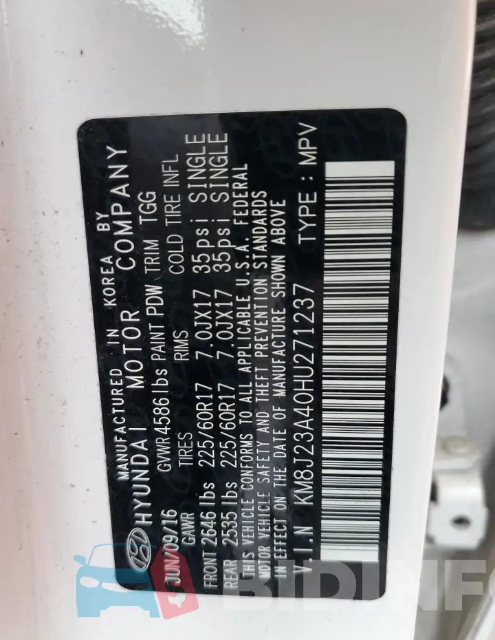 KM8J23A40HU271237 Photo# 12