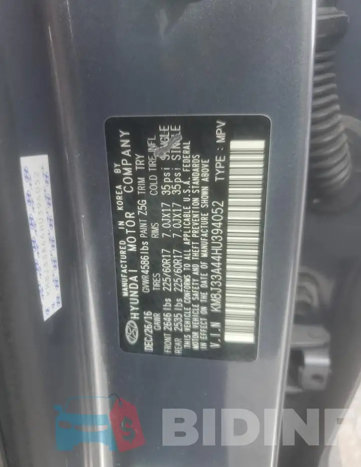 KM8J33A44HU394052 Photo# 13