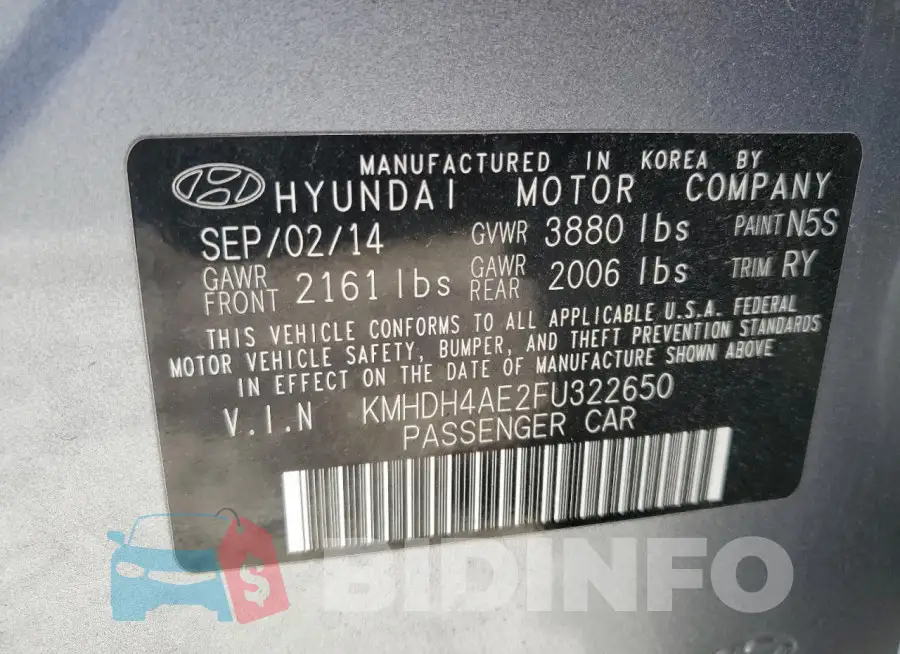 KMHDH4AE2FU322650 Photo# 12