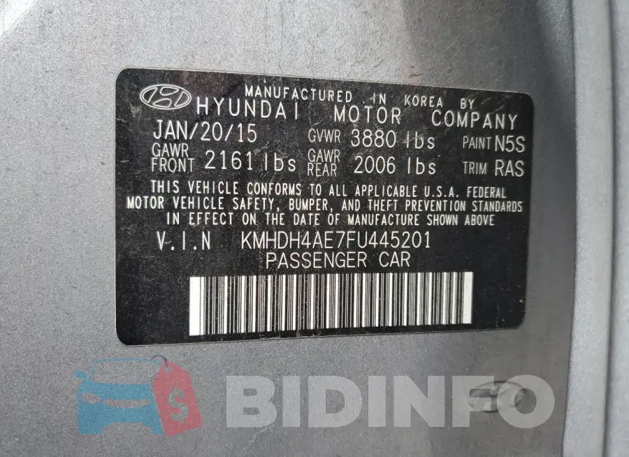 KMHDH4AE7FU445201 Photo# 13