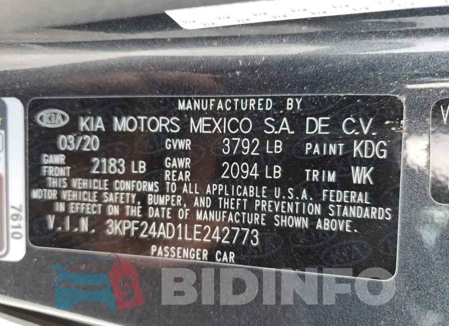 3KPF24AD1LE242773 Photo# 12