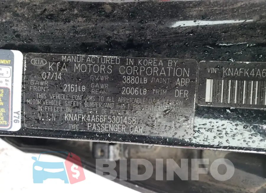 KNAFK4A66F5301458 Photo# 12