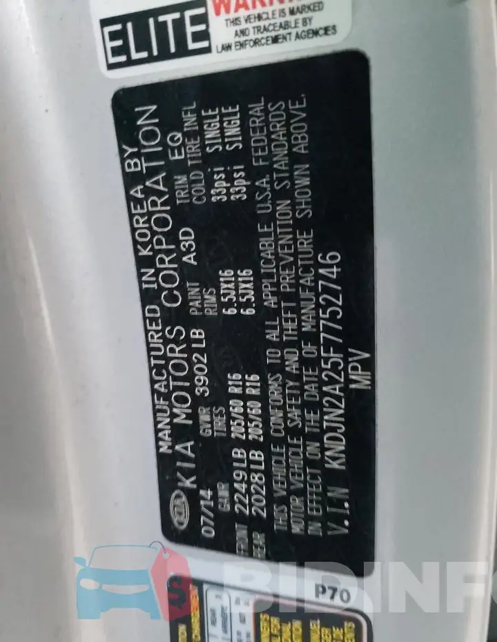 KNDJN2A25F7752746 Photo# 12
