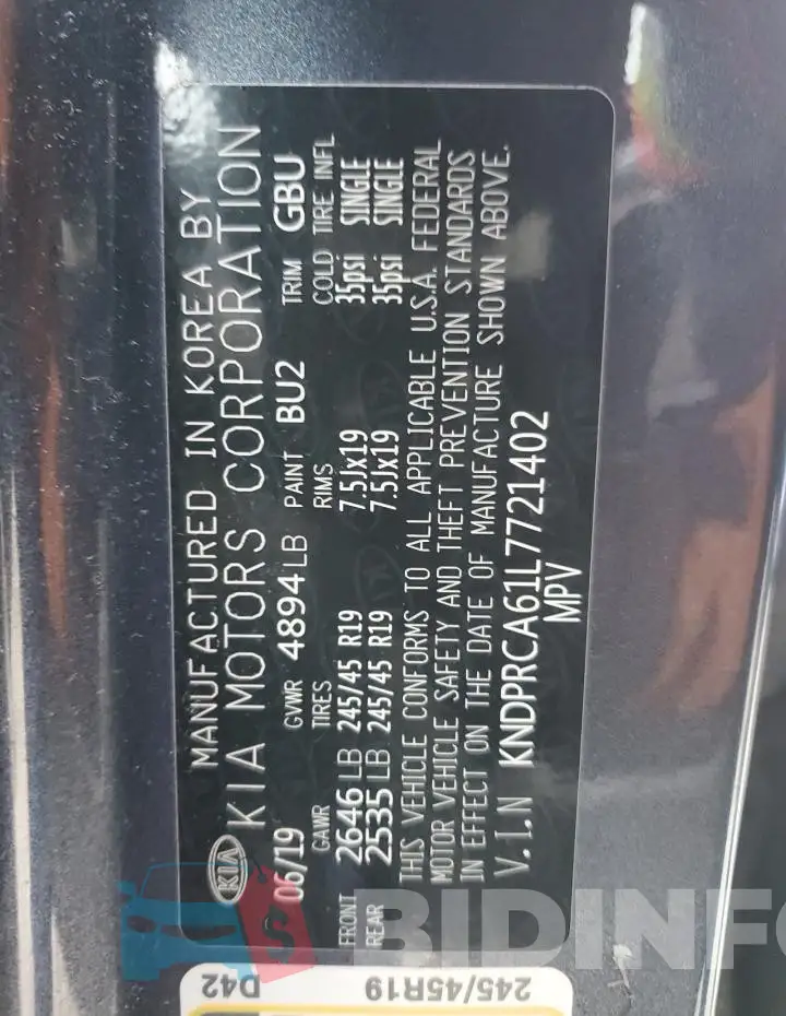 KNDPRCA61L7721402 Photo# 13
