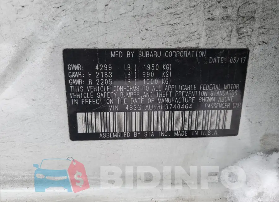 4S3GTAU68H3740464 Photo# 12
