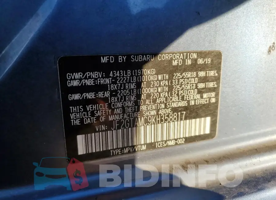JF2GTAMC9KH358817 Photo# 12