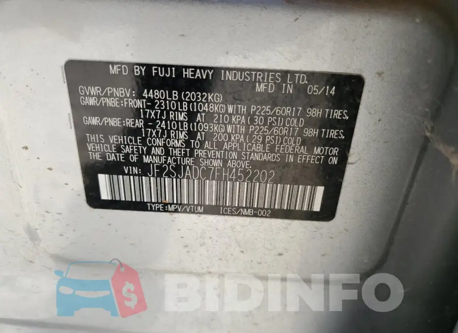 JF2SJADC7FH452202 Photo# 12