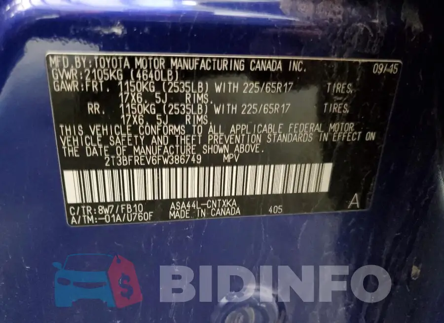 2T3BFREV6FW386749 Photo# 12
