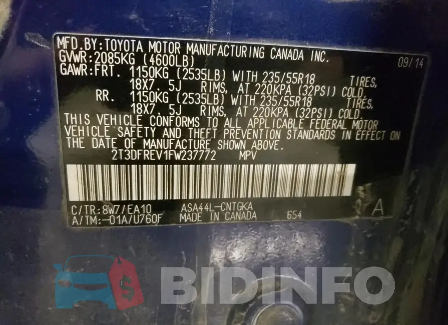 2T3DFREV1FW237772 Photo# 12