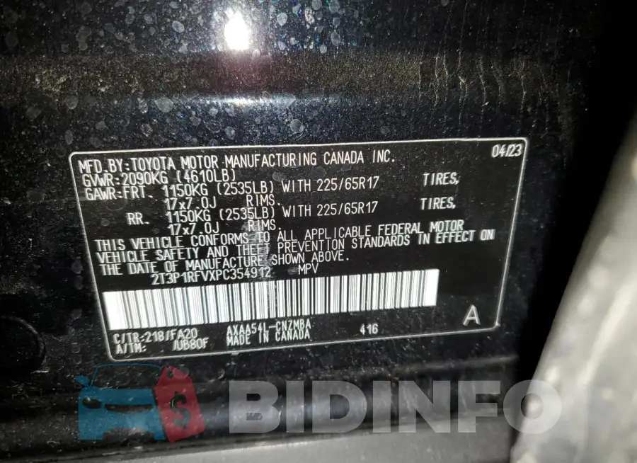 2T3P1RFVXPC354912 Photo# 12
