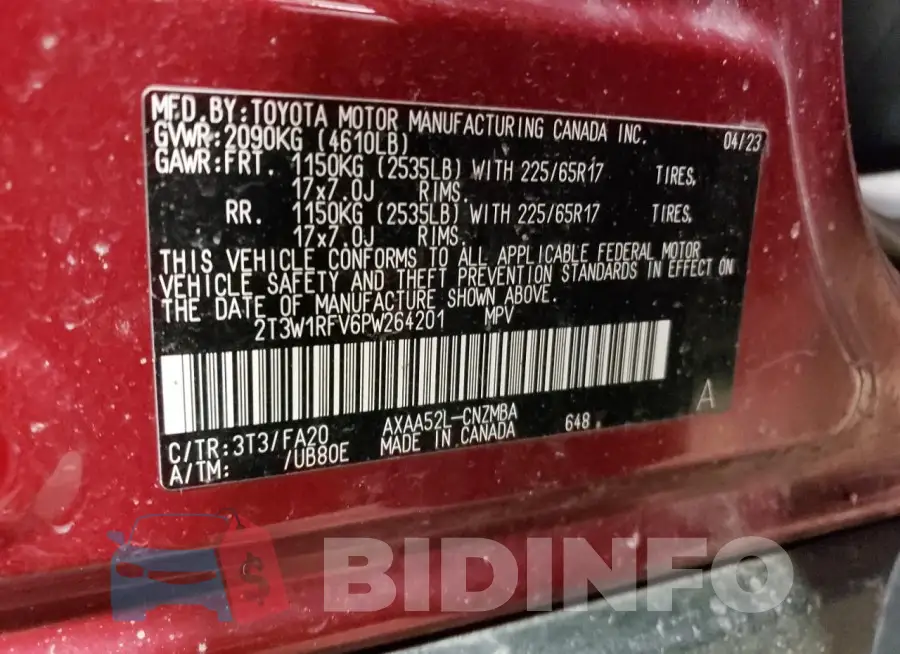 2T3W1RFV6PW264201 Photo# 12