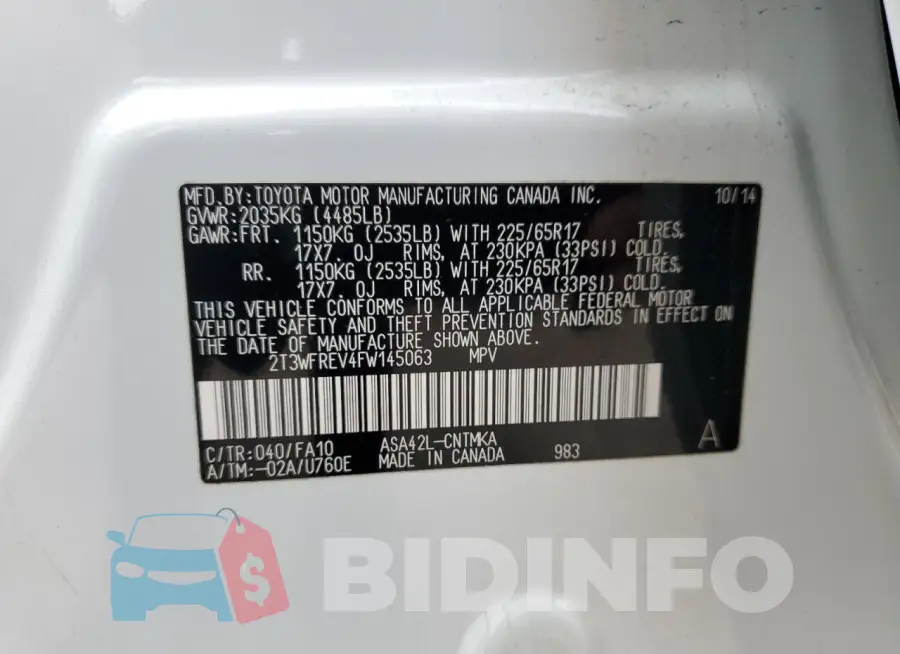 2T3WFREV4FW145063 Photo# 12