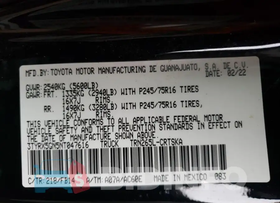 3TYRX5GN5NT047616 Photo# 13